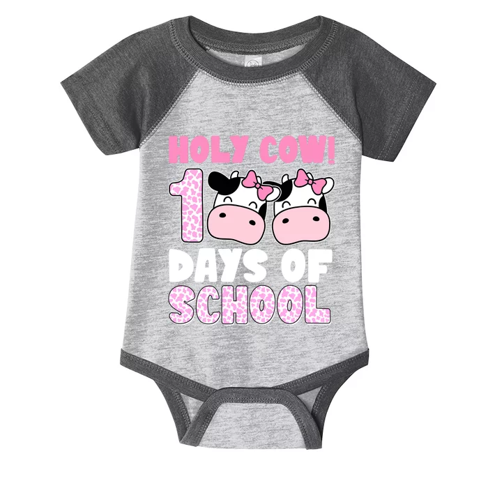 Holy Cow 100 Days Of School Funny Cute Infant Baby Jersey Bodysuit