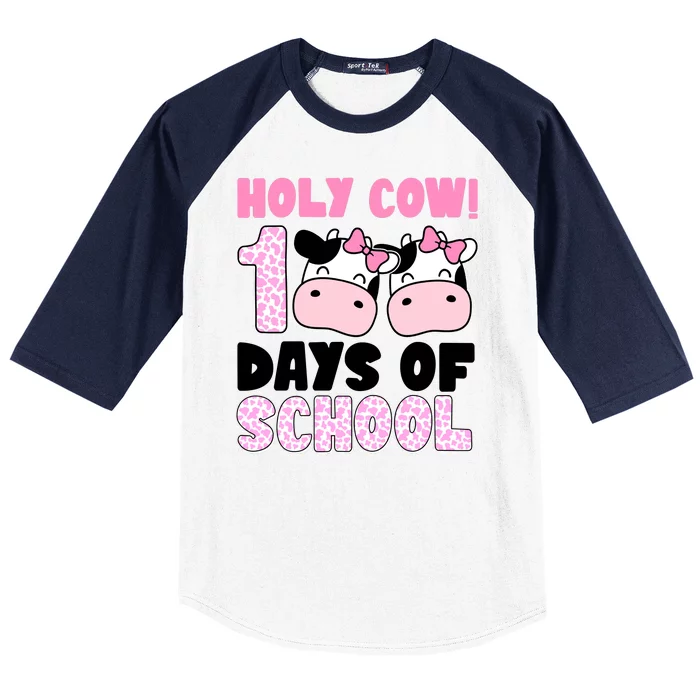 Holy Cow 100 Days Of School Funny Cute Baseball Sleeve Shirt