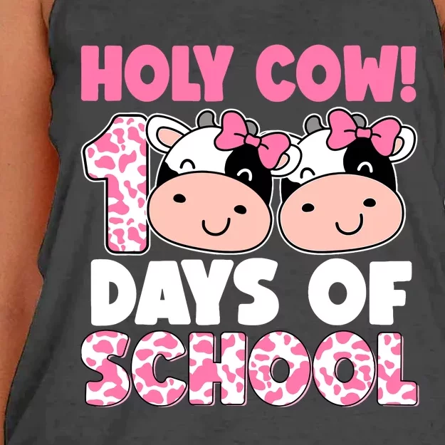 Holy Cow 100 Days Of School Teachers Students Girl Wo Women's Knotted Racerback Tank