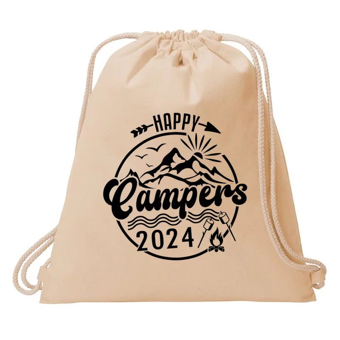 Happy Campers 2024 Friends Camping Adventures In Outdoors Drawstring Bag