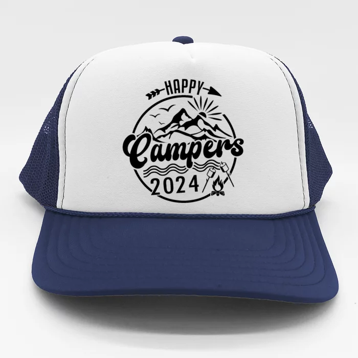 Happy Campers 2024 Friends Camping Adventures In Outdoors Trucker Hat