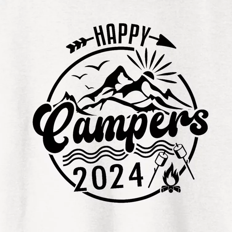 Happy Campers 2024 Friends Camping Adventures In Outdoors Women's Crop Top Tee