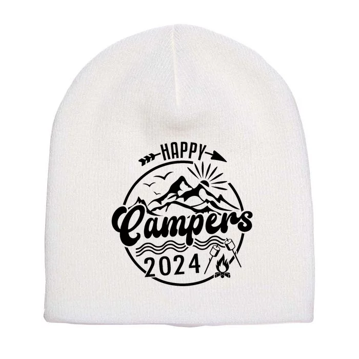 Happy Campers 2024 Friends Camping Adventures In Outdoors Short Acrylic Beanie