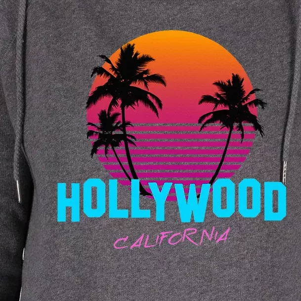 Hollywood California 80s Sunset Womens Funnel Neck Pullover Hood