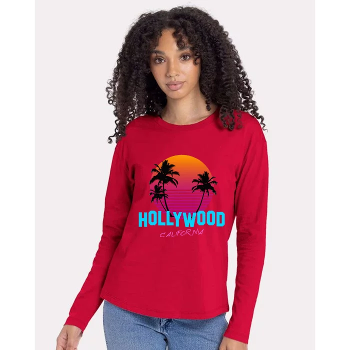 Hollywood California 80s Sunset Womens Cotton Relaxed Long Sleeve T-Shirt