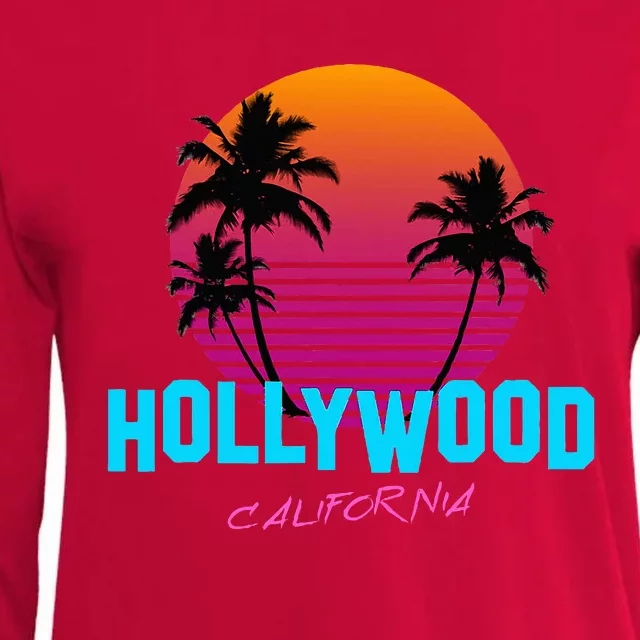 Hollywood California 80s Sunset Womens Cotton Relaxed Long Sleeve T-Shirt