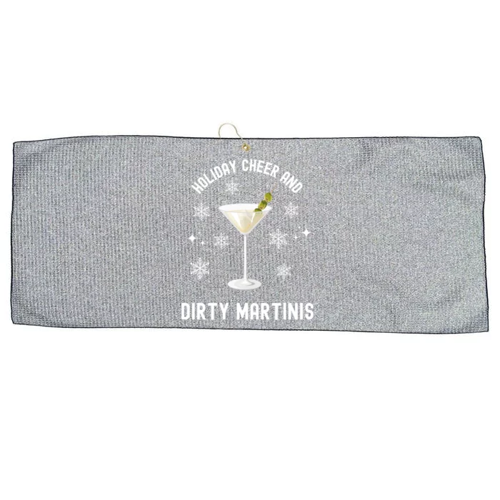 Holiday Cheer And Dirty Martinis Christmas Cocktail Xmas Gift Large Microfiber Waffle Golf Towel