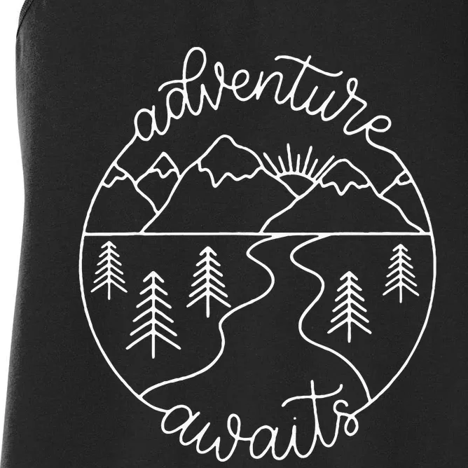 Happy Camper Adventure Awaits Summer Vacation Gift For Women Women's Racerback Tank