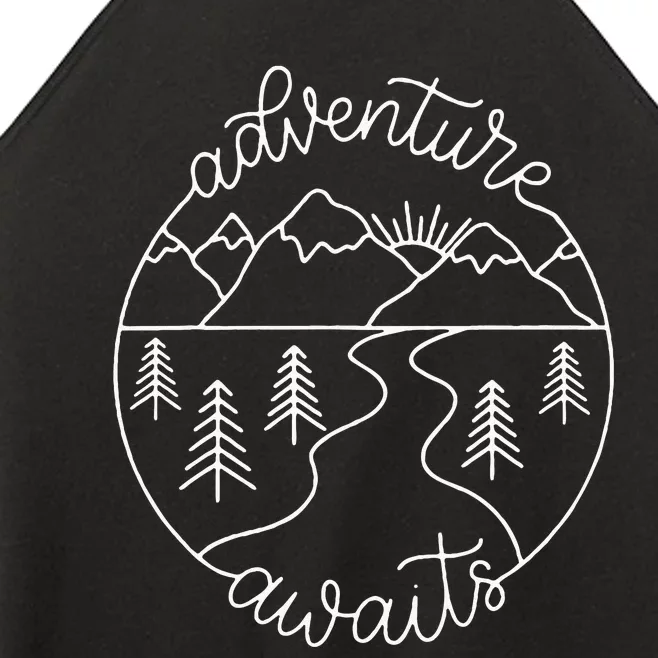 Happy Camper Adventure Awaits Summer Vacation Gift For Women Women’s Perfect Tri Rocker Tank