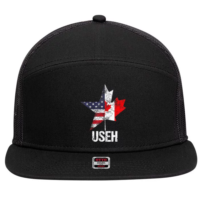 Half Canadian American Useh Canada Usa Flag United States 7 Panel Mesh Trucker Snapback Hat