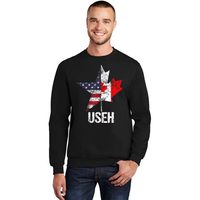 Half Canadian American Useh Canada Usa Flag United States Sweatshirt