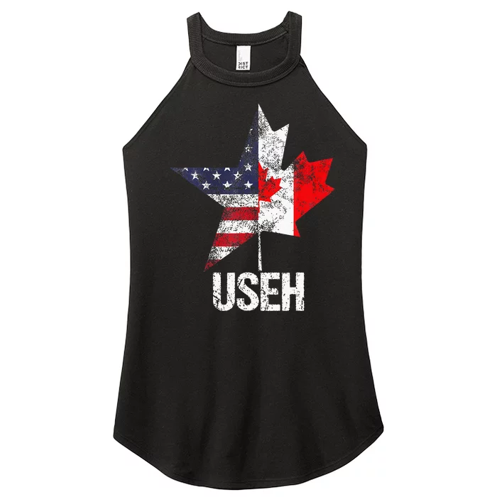 Half Canadian American Useh Canada Usa Flag United States Women’s Perfect Tri Rocker Tank