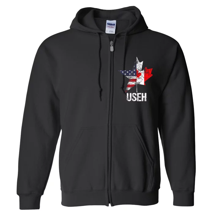 Half Canadian American Useh Canada Usa Flag United States Full Zip Hoodie