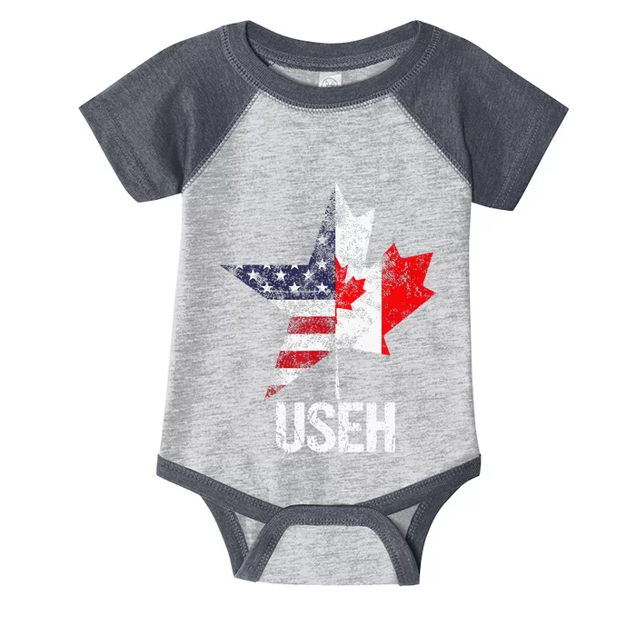 Half Canadian American Useh Canada Usa Flag United States Infant Baby Jersey Bodysuit