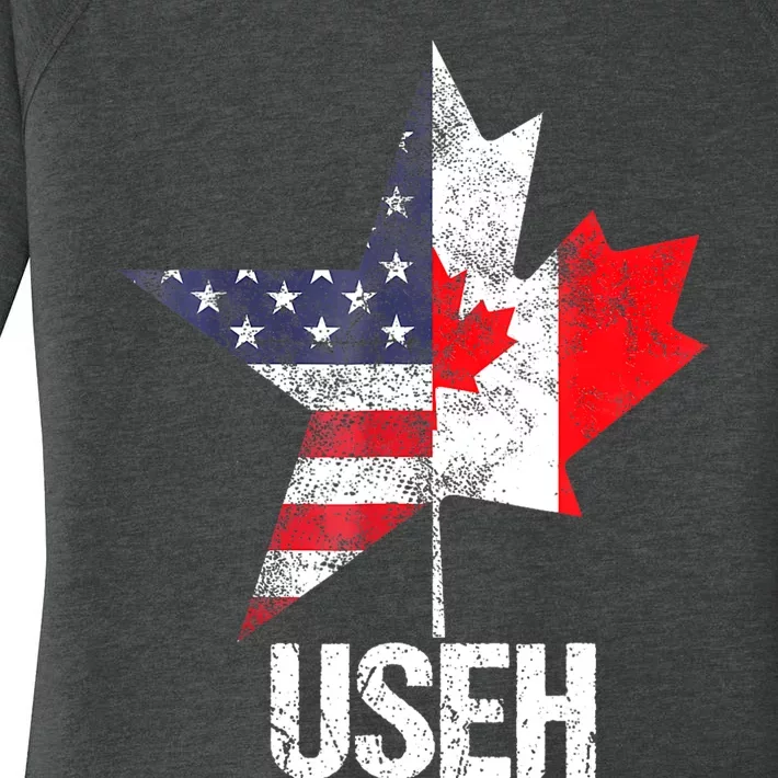 Half Canadian American Useh Canada Usa Flag United States Women's Perfect Tri Tunic Long Sleeve Shirt