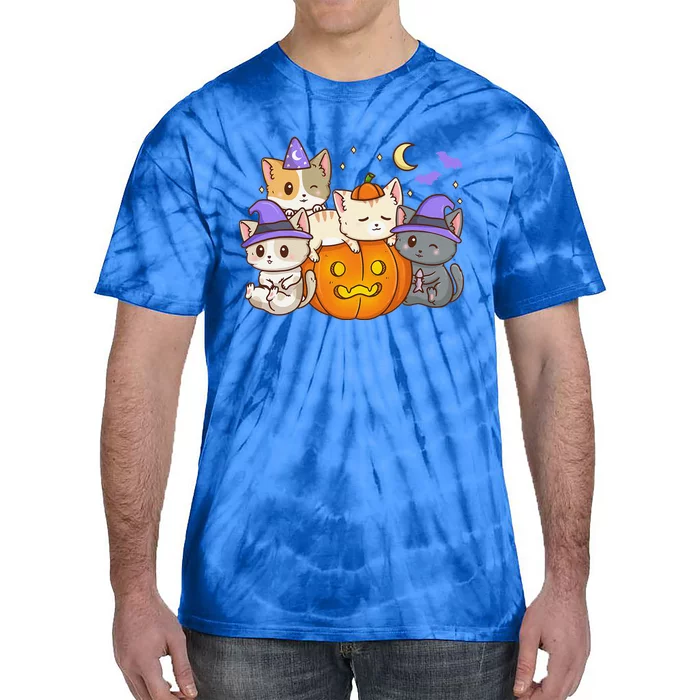 Halloween Cats Anime Cat Kawaii Neko Pumpkin Cat Lover Witch Tie-Dye T-Shirt