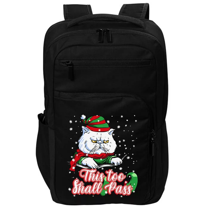 Hate Christmas Angry Elf Cat Grumpy Kitten Anti Christmas Impact Tech Backpack