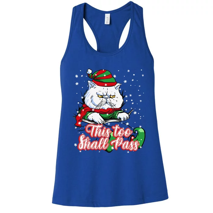 Hate Christmas Angry Elf Cat Grumpy Kitten Anti Christmas Women's Racerback Tank