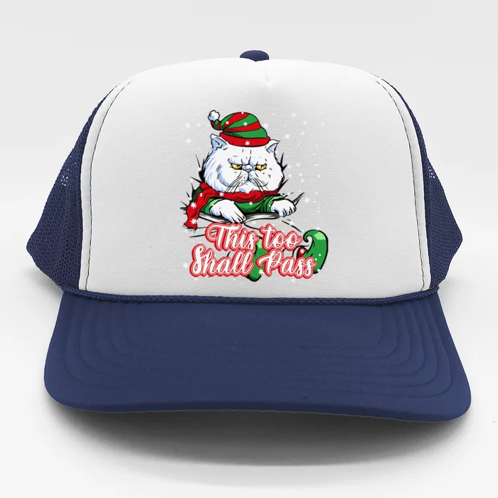 Hate Christmas Angry Elf Cat Grumpy Kitten Anti Christmas Trucker Hat