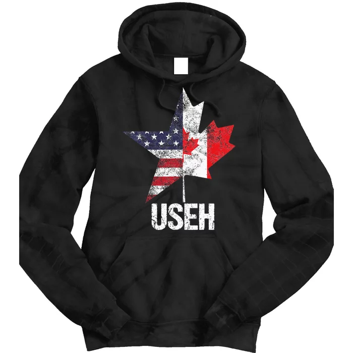 Half Canadian American USEH Canada USA Flag United States Tie Dye Hoodie