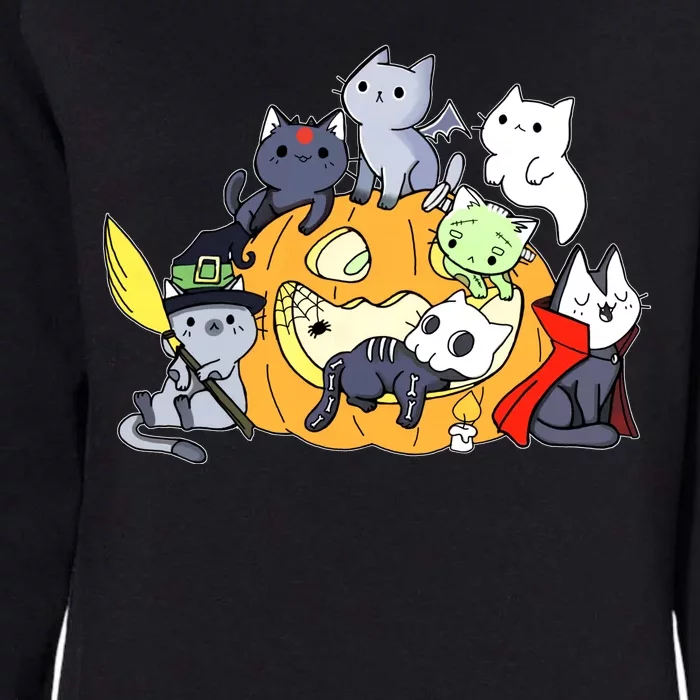 Halloween Cats Anime Cat Kawaii Neko Pumpkin Cat Lover Halloween Womens California Wash Sweatshirt