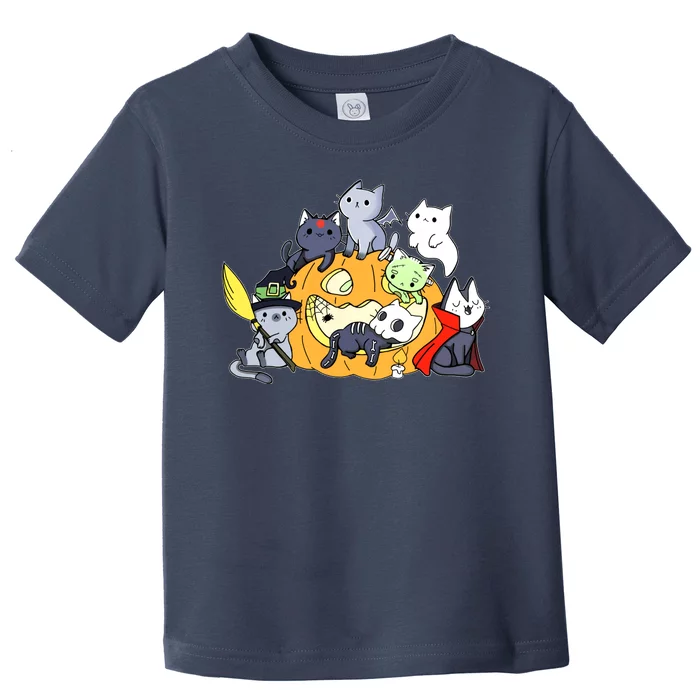 Halloween Cats Anime Cat Kawaii Neko Pumpkin Cat Lover Halloween Toddler T-Shirt