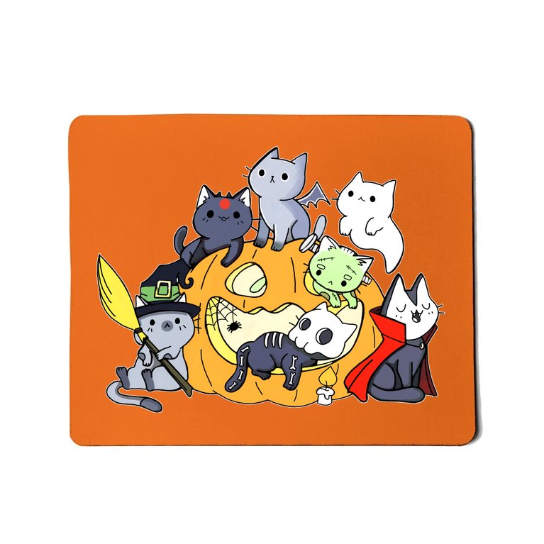 Halloween Cats Anime Cat Kawaii Neko Pumpkin Cat Lover Halloween Mousepad |  TeeShirtPalace