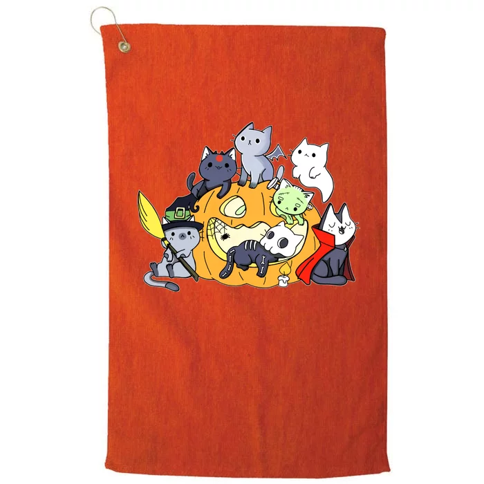 Halloween Cats Anime Cat Kawaii Neko Pumpkin Cat Lover Halloween Platinum Collection Golf Towel