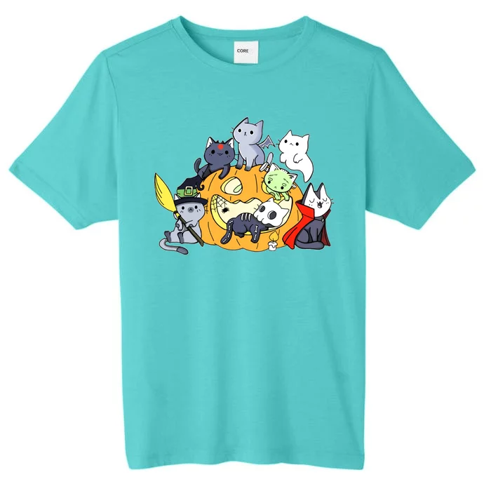 Halloween Cats Anime Cat Kawaii Neko Pumpkin Cat Lover Halloween ChromaSoft Performance T-Shirt