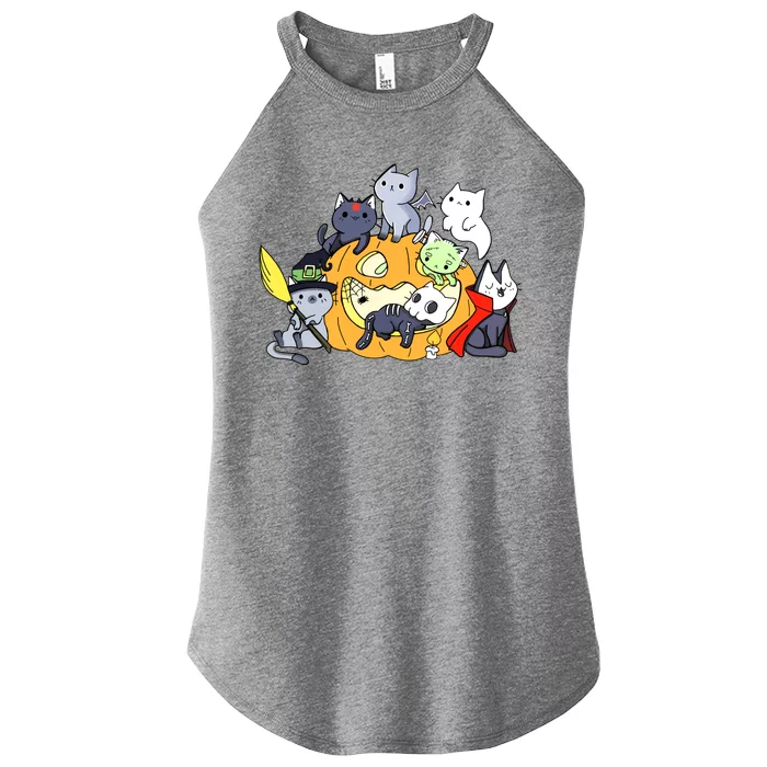 Halloween Cats Anime Cat Kawaii Neko Pumpkin Cat Lover Halloween Women’s Perfect Tri Rocker Tank