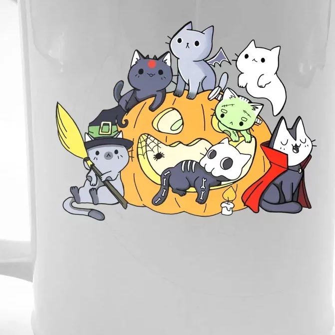 Halloween Cats Anime Cat Kawaii Neko Pumpkin Cat Lover Halloween Front & Back Beer Stein