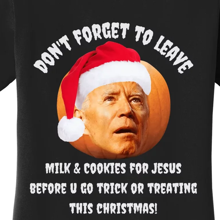 Happy Christmas Anti Joe Biden Funny Halloween Pumpkin Women's T-Shirt