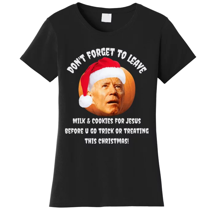 Happy Christmas Anti Joe Biden Funny Halloween Pumpkin Women's T-Shirt