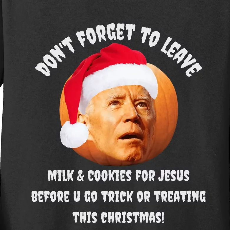 Happy Christmas Anti Joe Biden Funny Halloween Pumpkin Kids Long Sleeve Shirt