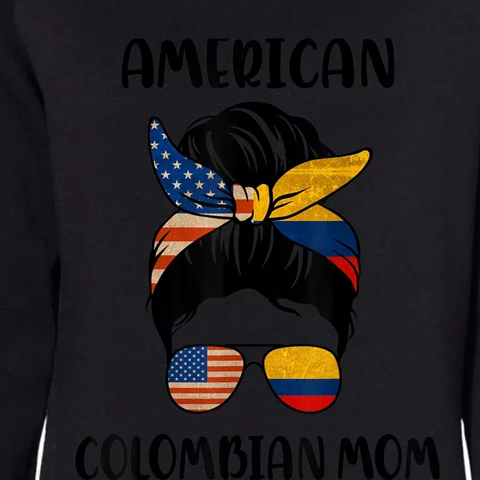 Half Colombian American Mom Messy Bun Flag Mothers Day Womens California Wash Sweatshirt