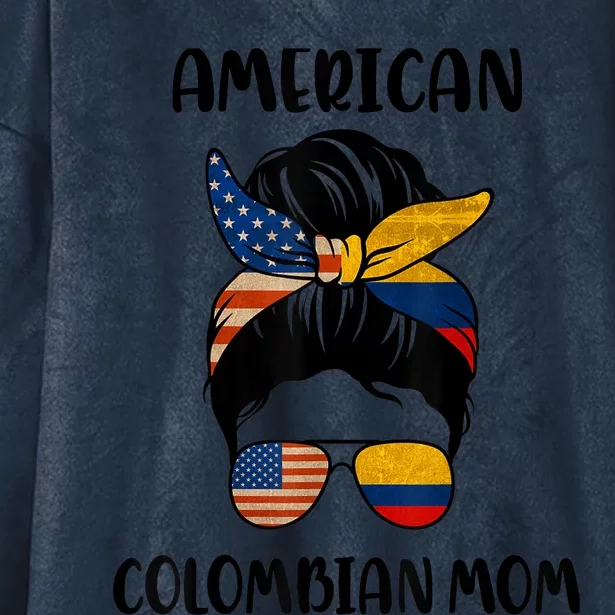 Half Colombian American Mom Messy Bun Flag Mothers Day Hooded Wearable Blanket