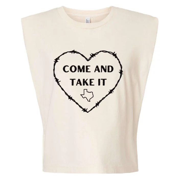 Heart Come And Take It Razor Barbed Wire Political Garment-Dyed Women's Muscle Tee