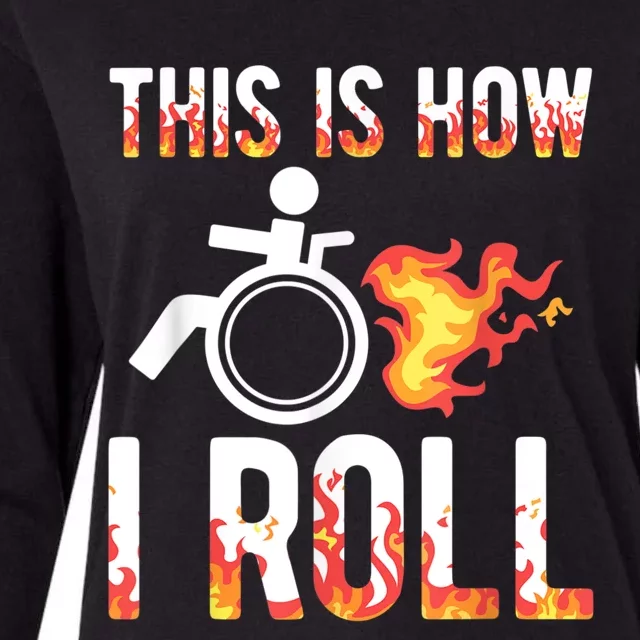 Handicapped Crippled Ampu Disabled Wheelchair How I Roll Womens Cotton Relaxed Long Sleeve T-Shirt