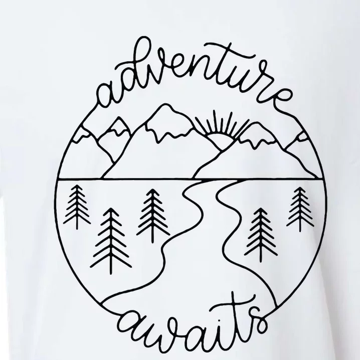 Happy Camper Adventure Awaits Summer Vacation Gift For Women Sueded Cloud Jersey T-Shirt