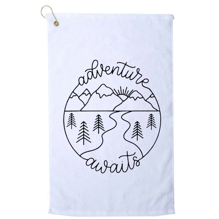 Happy Camper Adventure Awaits Summer Vacation Gift For Women Platinum Collection Golf Towel