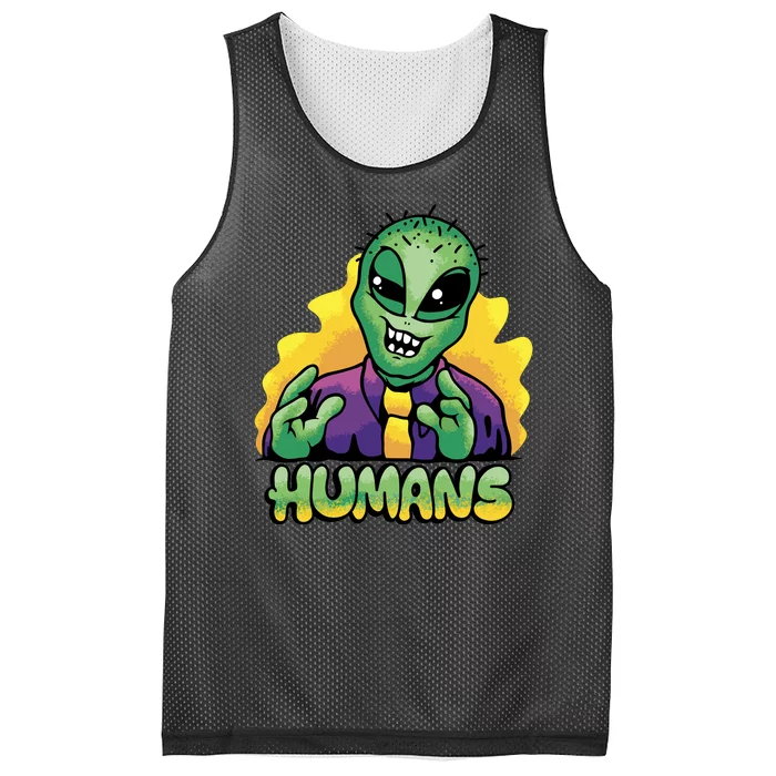 Humans Crazy Alien Funny Mesh Reversible Basketball Jersey Tank