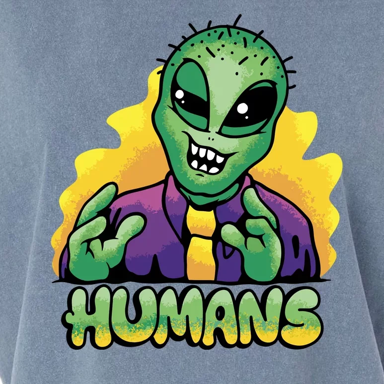 Humans Crazy Alien Funny Garment-Dyed Women's Muscle Tee