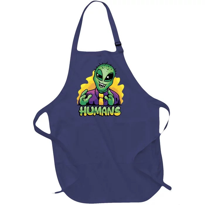 Humans Crazy Alien Funny Full-Length Apron With Pocket