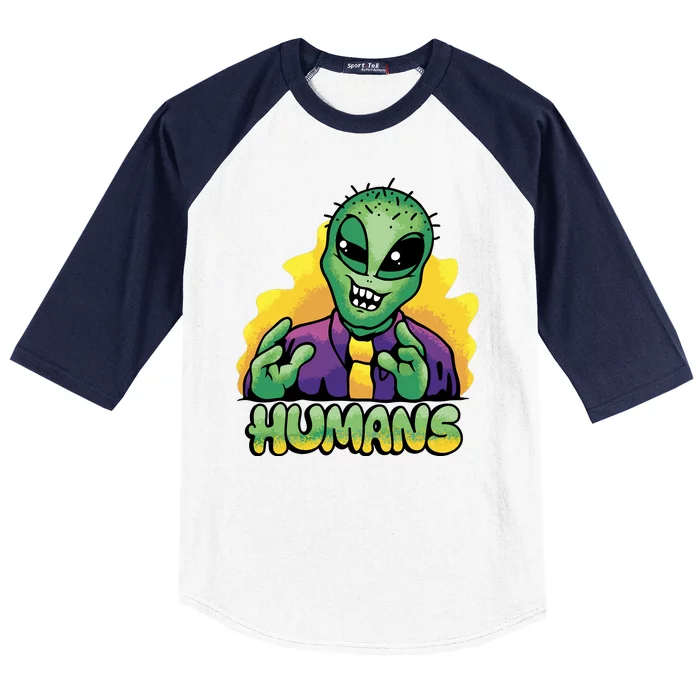 Humans Crazy Alien Funny Baseball Sleeve Shirt