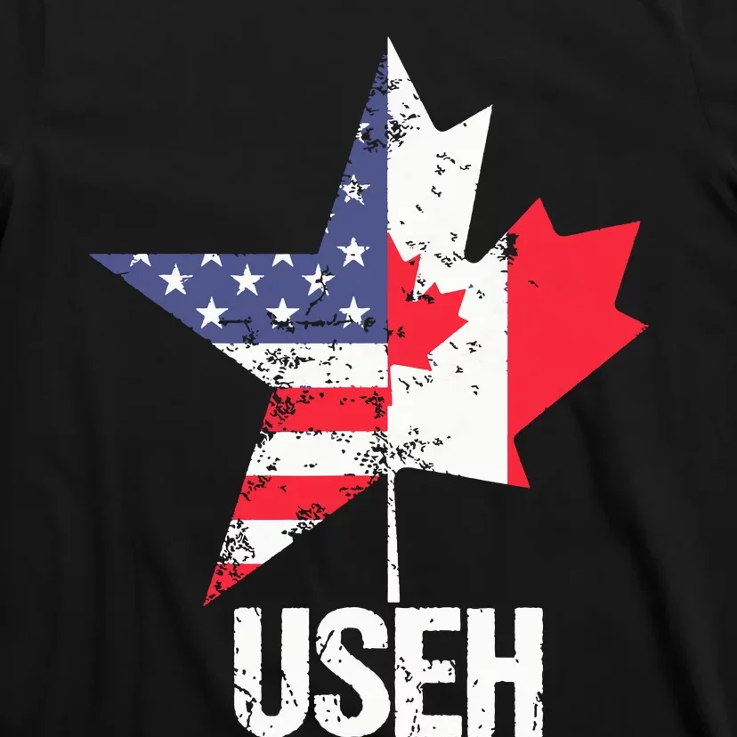 Half Canadian American Useh Canada Usa Flag United States T-Shirt