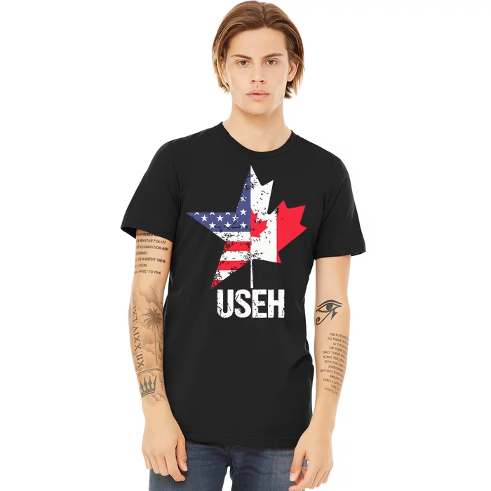 Half Canadian American Useh Canada Usa Flag United States Premium T-Shirt