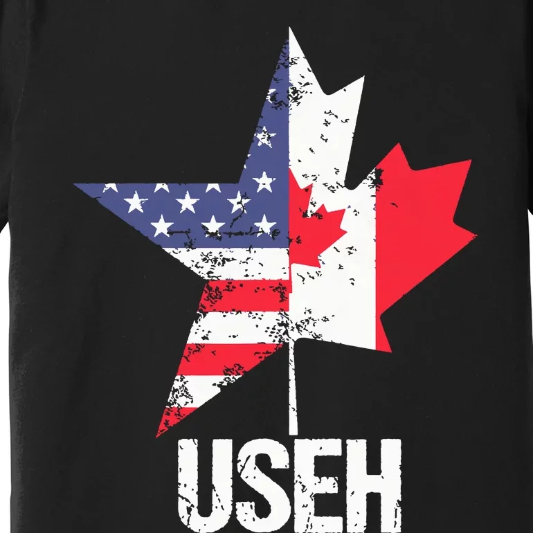 Half Canadian American Useh Canada Usa Flag United States Premium T-Shirt