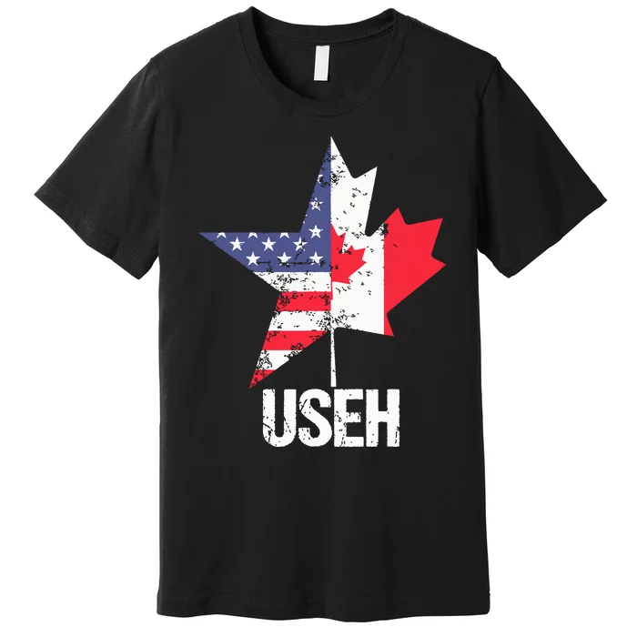 Half Canadian American Useh Canada Usa Flag United States Premium T-Shirt