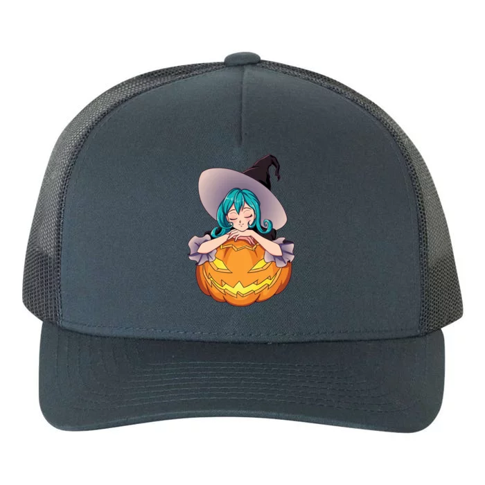 Halloween Cute Anime Witch Pumpkin Yupoong Adult 5-Panel Trucker Hat