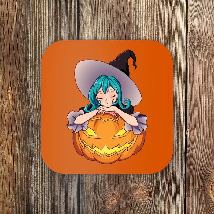 Halloween Cute Anime Witch Pumpkin Coaster